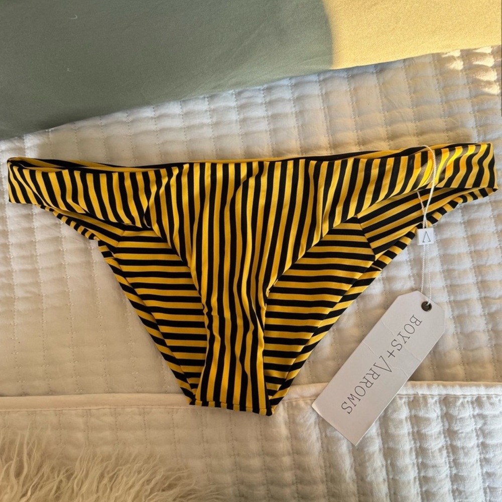 Boys + Arrows Yellow and Black Striped Bikini Bottom - CHARLIE